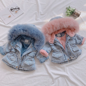 Premium Denim Fur Oversized Jacket