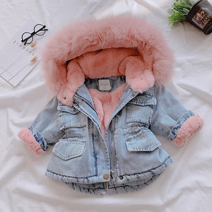 Premium Denim Fur Oversized Jacket