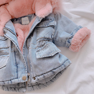 Premium Denim Fur Oversized Jacket