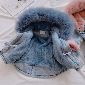 Premium Denim Fur Oversized Jacket